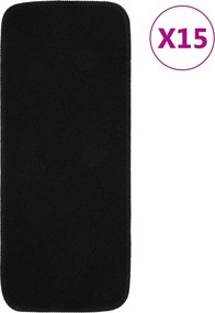 vidaXL 15 db fekete négyszögű csúszásmentes lépcsőszőnyeg 60 x 25 cm