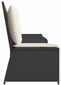 Kerti pad párnával Fekete Poli rattan