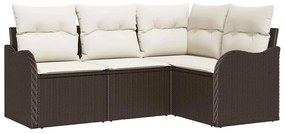 vidaXL Kerti Kanapé Szett Barna polirattan