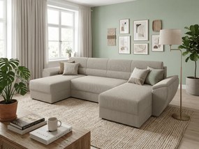 Kinyitható U alakú ülőgarnitúra TAVERO 321x140 cm, világosbézs