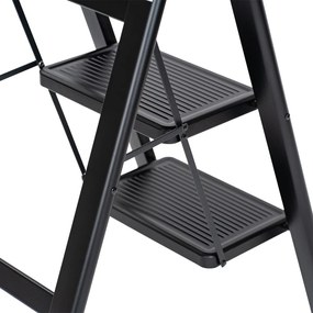 4Home Steel öszecsukható acél lépcsőfokok, 3 fok, fekete