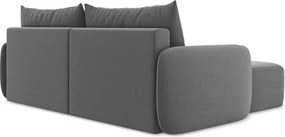 Szürke bársony kinyitható-tárolóhelyes sarokkanapé (bal oldali-heverő résszel) Kalena – Makamii
