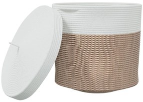 barna és fehér pamut tárolókosár fedéllel Ø40 x 35 cm