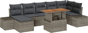 vidaXL Kerti Kanapé Szett tárolóval 8 pcs Szürke Poli rattan