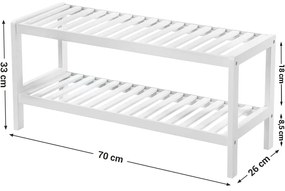 Cipőtároló polc 2 szintes, fehér 70x26x33cm