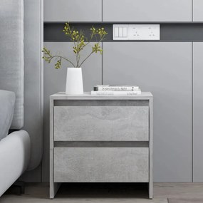 2 db betonszürke szerelt fa éjjeliszekrény 45x34,5x44,5 cm