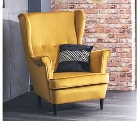 Fotel füles,  mustár bársony / wenge, LORD VELVET