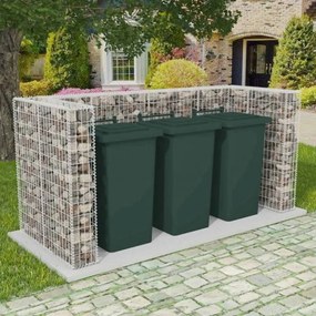 acél gabion 3 db gurulós kukához 250 x 100 x 120 cm