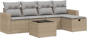 vidaXL 6 részes vegyes bézs polyrattan kerti ülőgarnitúra párnákkal