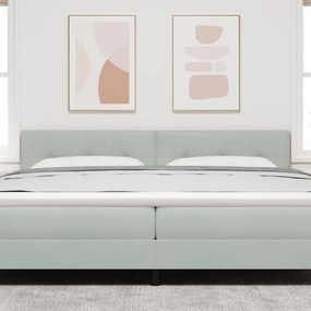 LED Főnök Fejtámla Gomb Tűzött Világosszürke 100 cm Bársony