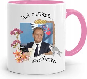 Donald Tusk Rózsaszín Bögre Platform Ajándék fényképes nyomtatással