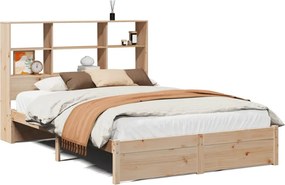 vidaXL tömör fenyőfa könyvespolcos ágy matrac nélkül 160 x 200 cm