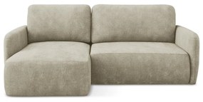 Bézs zsenília kinyitható-tárolóhelyes sarokkanapé (bal oldali-heverő résszel) Lilo – Makamii