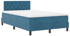 Box Spring ágy matraccal és LED világítással, Sötétkék, 120x190 cm, bársony