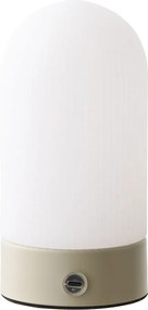 Fehér-szürkésbarna fém asztali lámpa műanyag búrával (magasság 18 cm) Ashford – House Nordic