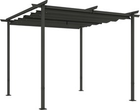 Outsunny Pergola 3x3m Kerti Pavilon Terasz Napernyő Fém Szerkezettel, Állítható Napernyő, UV Védelem 30+ Szabadonálló Napernyő Teraszra és Kertbe, Söt