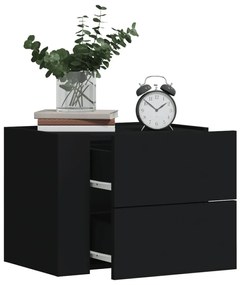 2 db fekete falra szerelhető éjjeliszekrény 45 x 30 x 35 cm