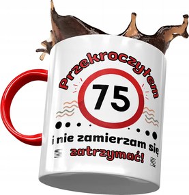 Piros Bögre Születésnapra 75 75-es 75-ös Ajándék Nyomtatott Fotóval