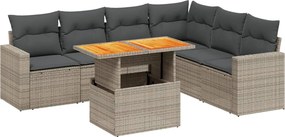 vidaXL 7 részes szürke polyrattan kerti ülőgarnitúra párnákkal