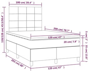 kék szövet rugós és LED-es ágy matraccal 120 x 200 cm