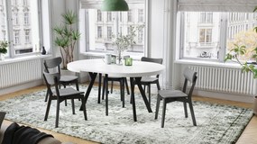 Mazzoni VITO Fehér Matt/fekete lábak - LOFT/IPARI STÍLUSÚ 310 cm-re BŐVÍTHETŐ NAGY KEREK ASZTAL Ø110 Y LÁBAKKAL