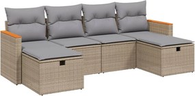 vidaXL 6 részes vegyes bézs polyrattan kerti ülőgarnitúra párnákkal