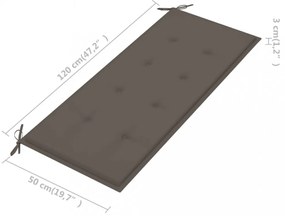 tömör tíkfa Batavia pad tópszínű párnával 120 cm