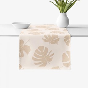 Goldea pamut asztali futó - bézs trópusi levelek 35x120 cm