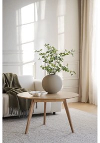 Natúr színű kerek dohányzóasztal tölgyfa dekorral 90x90 cm Yumi - Rowico