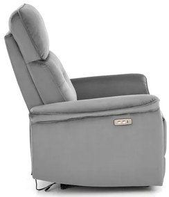 SEMIR szürke karosszék elektromos dönthető funkcióval / USB csatlakozóval