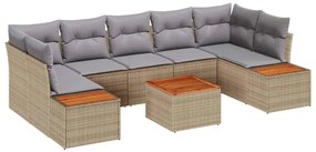 vidaXL Kerti Kanapé Szett párnával 8 pcs Bézs Poli rattan