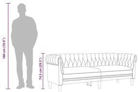 világosszürke 3 személyes szövet Chesterfield kanapé