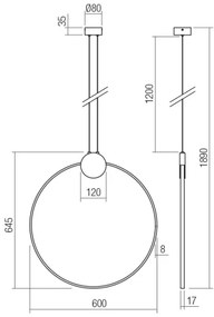 Redo 01-3107 - LED Csillár zsinóron ATOM LED/20W/230V átm. 60 cm