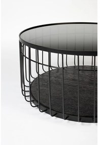 Fekete kerek dohányzóasztal üveg asztallappal 80x80 cm Lance – White Label