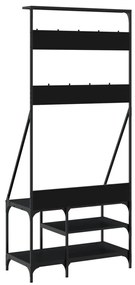 fekete ruhafogas cipőpolccal 80x40x184 cm