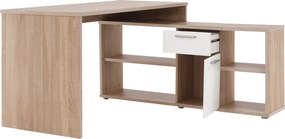 Sarok íróasztal, sonoma tölgy/fehér, NOE NEW