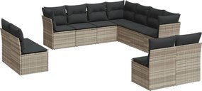 vidaXL 11 részes világosszürke polyrattan kerti ülőgarnitúra párnákkal