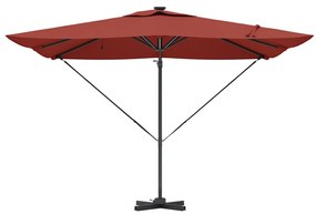 Roma Cantilever Napernyő LED lámpákkal, terrakotta - 286 x 285 x 270 cm, alumínium.