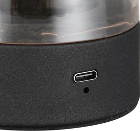 Borostyán színű LED asztali lámpa üveg búrával (magasság 18 cm) Dooley – Trio