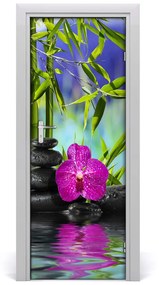 Ajtóposzter Orchidea és bambusz 75x205 cm