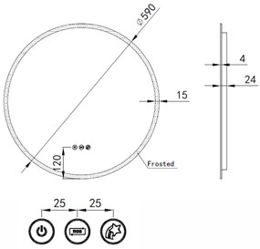 Kerek LED tükör Ø60cm Welland Alpha | Fehér és színes háttérvilágítás - RGB funkciók