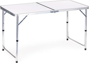 Kerti asztal, MultiGarden GMFC-FY12060, fehér, 120 x 60 cm, összecsukható, állítható magasság (60–70 cm), hordfogantyúval, teherbírás: 50 kg