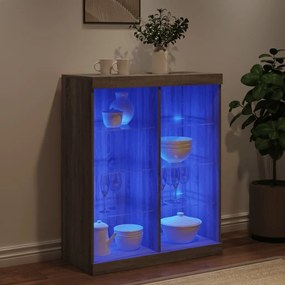 szürke sonoma színű tálalószekrény LED-ekkel 81 x 37 x 100 cm