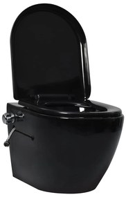 vidaXL fekete perem nélküli fali kerámia-WC bidével