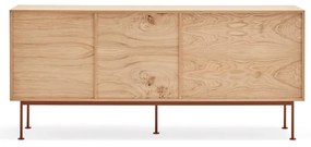 Yoko téglavörös komód tölgyfa dekorral, szélesség 180 cm - Teulat