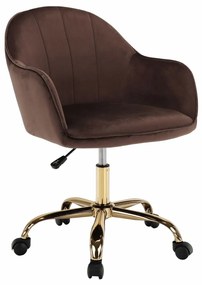Irodai szék, Velvet anyag barna/gold króm arany, EROL