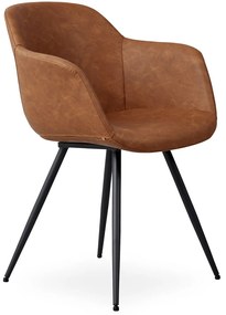 Ryder design karfás szék, konyak textilbőr, matt fekete fém láb