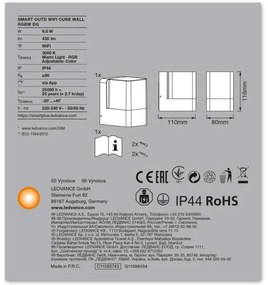 Ledvance - LED RGB kültéri fali lámpa SMART + CUBE LED / 9,5W / 230V IP44 Wi-Fi