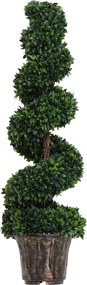 Outsunny Mesterséges Spirális Bukszus Növény (Ø32cm x 120cm), Zöld Dekoráció Belső és Külső Terekhez, Tartály Tartozékként | Aosom