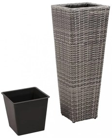 3 db szürke polyrattan kerti magaságyás